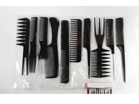 Alfa Set09 Kuaför Seti Makas + Ara Makası + 10Lu Tarak Seti - Resim 4