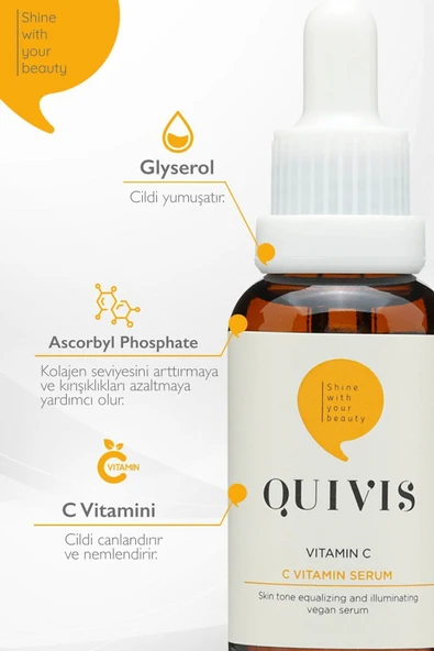 Quivis Cilt Tonu Eşitleyici ve Gözenek Sıkılaştırıcı C Vitamini Serum 30 ML - 4