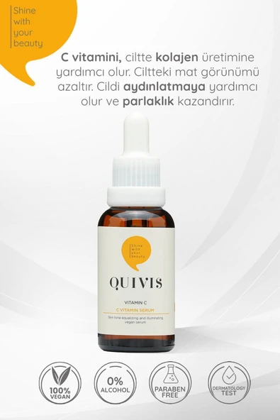 Quivis Cilt Tonu Eşitleyici ve Gözenek Sıkılaştırıcı C Vitamini Serum 30 ML - 2