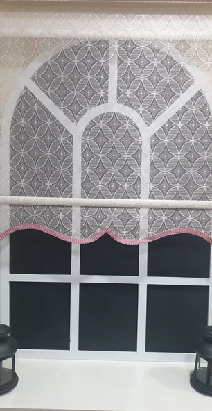 Çift Mekanizmalı Pembe Tül Perde ve Ekru Stor Perde STB2015-V15  Pembe 180 x 200 - 3