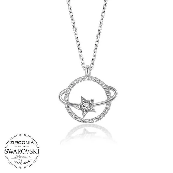 Alsepeteavm Swarovski Taşlı Gümüş Gezegen Bayan Kolye