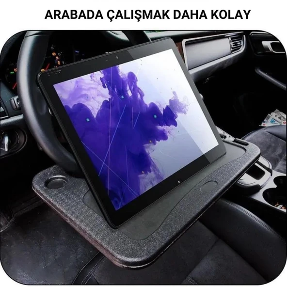Coofbe 42x28 Direksiyon Sehpası Araç İçi Yeme İçme Sehpa Tepsisi Araç İçi Laptop Masası Araç Tepsisi - 5