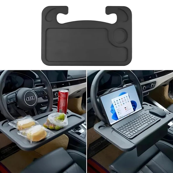 Coofbe 42x28 Direksiyon Sehpası Araç İçi Yeme İçme Sehpa Tepsisi Araç İçi Laptop Masası Araç Tepsisi - 2