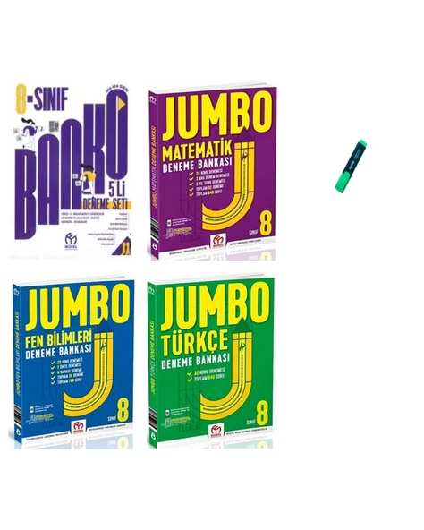 LGS 8. Sınıf Jumbo Serisi Matematik Türkçe Fen ve Genel 4lü Set Denemeleri ürün görseli 1