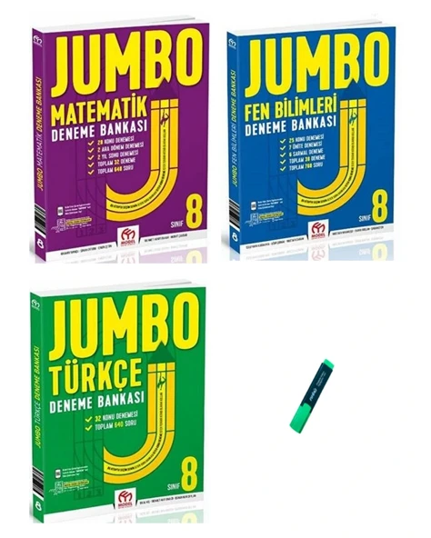 LGS 8. Sınıf Jumbo Serisi Matematik Türkçe ve Fen Bilimleri 3lü Set Denemeleri ürün görseli