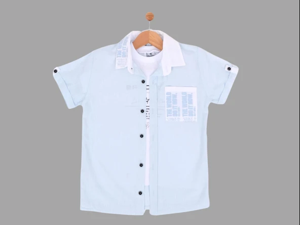 CEP-YAKA BASKILI T-SHIRTLÜ MÜSLİN ERKEK GÖMLEK