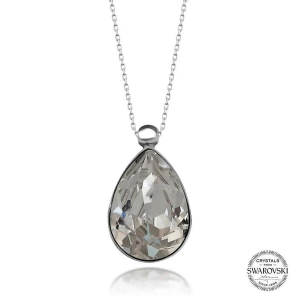 Alsepeteavm Swarovski Crystal Taşlı Damla Gümüş Kadın Kolye