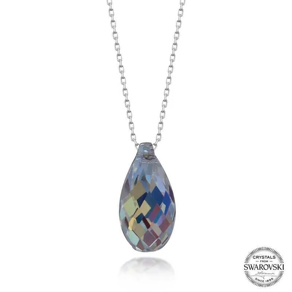 Alsepeteavm Swarovski Crystal Taşlı Drop Kesim Gümüş Kadın Kolye