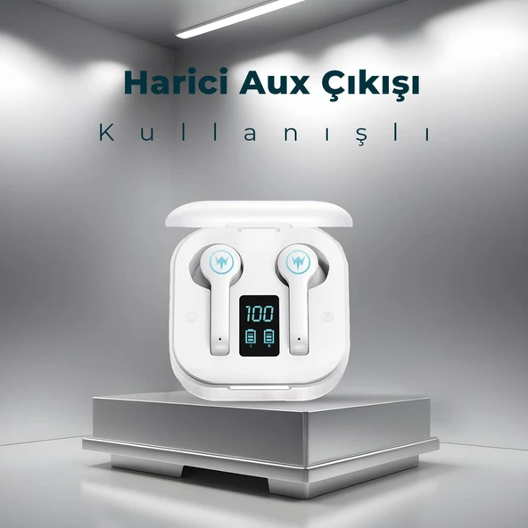 Moodix KI23K49 Bluetooth Kulakiçi Kulaklık Beyaz LCD Ekranlı - 4