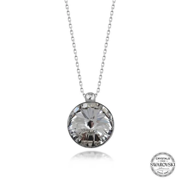 Alsepeteavm Swarovski Crystal Taşlı Çerçeveli Gümüş Kadın Kolye