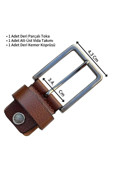 Taba 3.5 cm. Yedek Kemer Tokası Hakiki Deri Vidalı