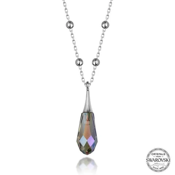 Alsepeteavm Swarovski Crystal Taşlı Ametist Top Zincir Gümüş Kadın Kolye
