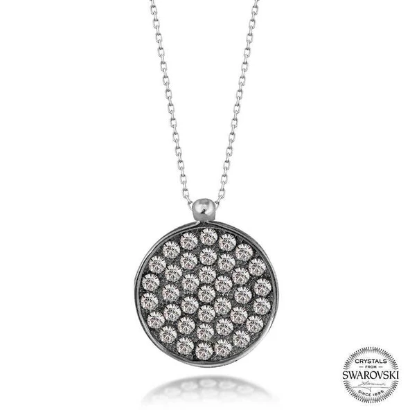 Alsepeteavm Swarovski Crystal Taşlı Yuvarlak Gümüş Kadın Kolye