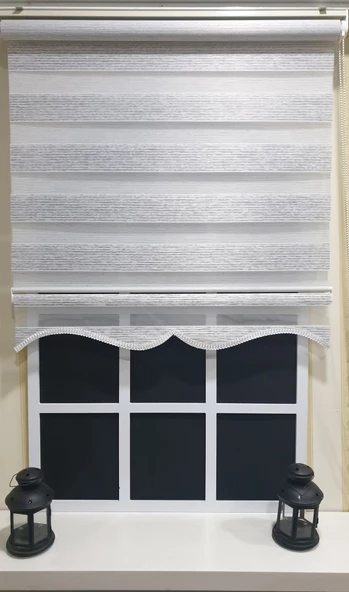 Zebra Stor Perde Siyah Çizgli Etek Dilimli STB851 V 01  Siyah 110 x 200 - Resim 3