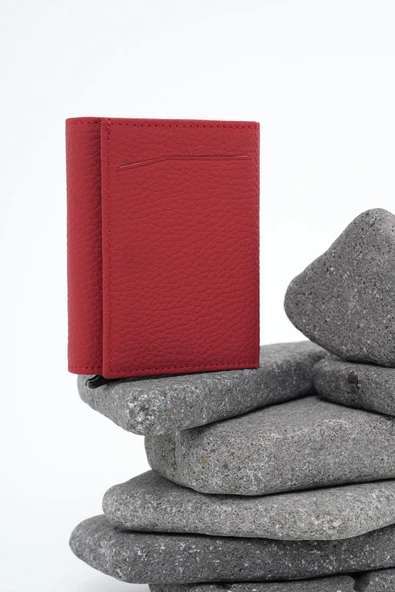 Erkek Mekanizmalı Deri Cüzdan Kırmızı 113570