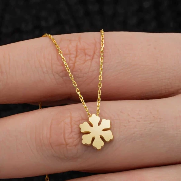 Alsepeteavm Gümüş Gold Minimal Kar Tanesi Kadın Kolye