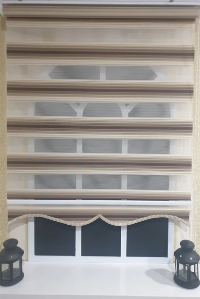 StorBurada Zebra Stor Plise Renk Geçişli Kahve Etek Dilimli STB 484  Kahverengi 110 x 260 - 4