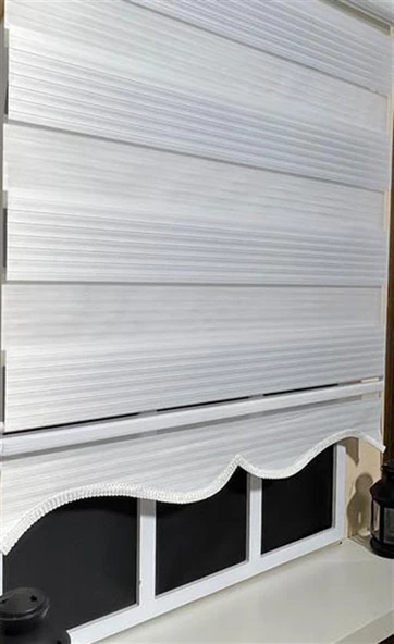 StorBurada Beyaz Geniş Pliseli Zebra Stor Perde Alüminyum Kasalı ALM-480  Beyaz 40 x 200 - Resim 3