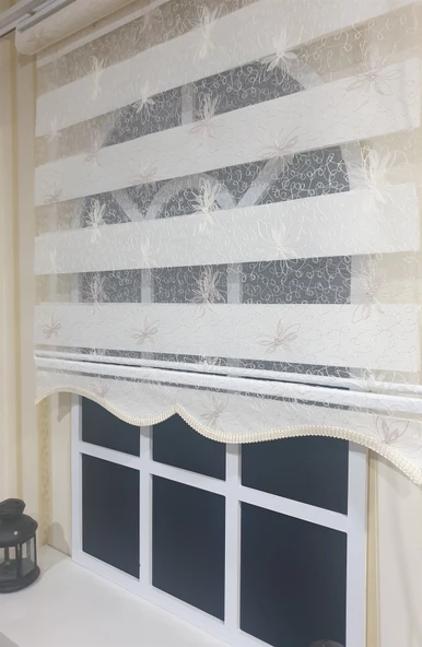 Zebra Stor Nakışlı Beyaz  Etek Dilimli STB 470  Beyaz 140 x 200 - Resim 2