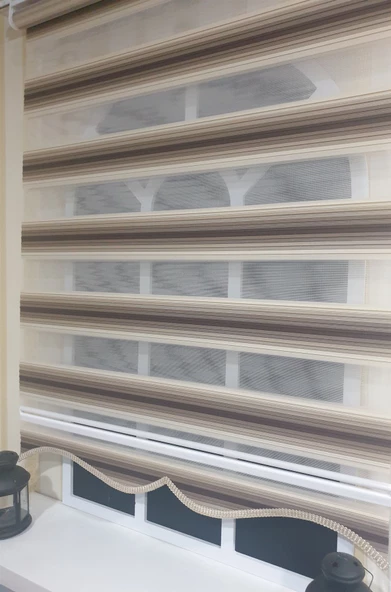 StorBurada Zebra Stor Plise Renk Geçişli Kahve Etek Dilimli STB 484  Kahverengi 40 x 200 - 3