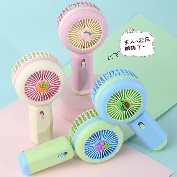 Ledli Mini Fan Şarj Edilebilir El Fanı Vantilatör - Pembe (şeftali) - 3