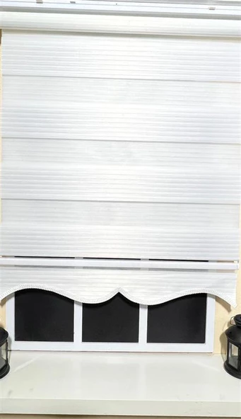 StorBurada Beyaz Geniş Pliseli Zebra Stor Perde Alüminyum Kasalı ALM-480  Beyaz 100 x 200 - Resim 4