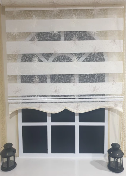 Zebra Stor Nakışlı Beyaz  Etek Dilimli STB 470  Beyaz 140 x 200 - Resim 3