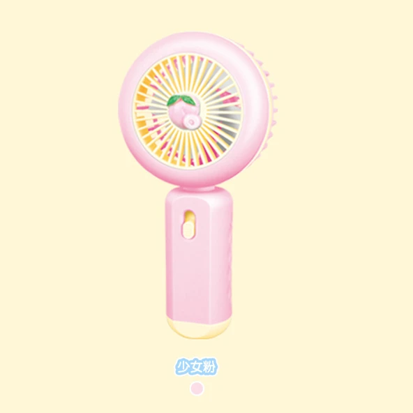 Ledli Mini Fan Şarj Edilebilir El Fanı Vantilatör - Pembe (şeftali)
