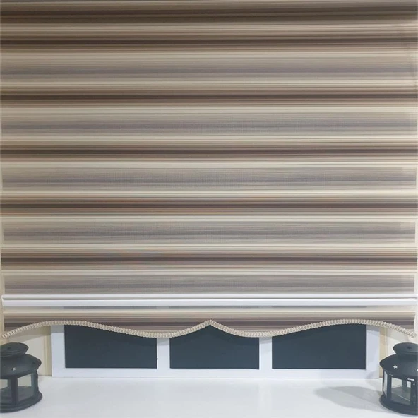 StorBurada Zebra Stor Plise Renk Geçişli Kahve Etek Dilimli STB 484  Kahverengi 60 x 200 - Resim 4