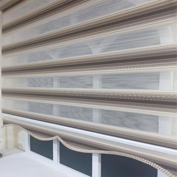 StorBurada Zebra Stor Plise Renk Geçişli Kahve Etek Dilimli STB 484  Kahverengi 60 x 200 - Resim 5