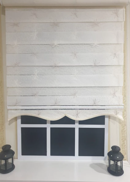 Zebra Stor Nakışlı Beyaz  Etek Dilimli STB 470  Beyaz 140 x 200 - Resim 4