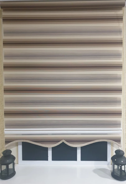 StorBurada Zebra Stor Plise Renk Geçişli Kahve Etek Dilimli STB 484  Kahverengi 200 x 200 - 5