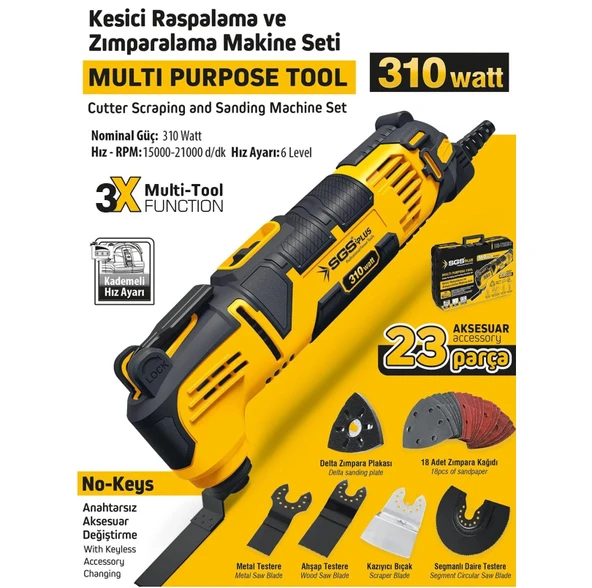 SGS 5255 MULTI-TOOLS KESİCİ VE RASPALAMA MAKİNESİ 310 WATT - 2