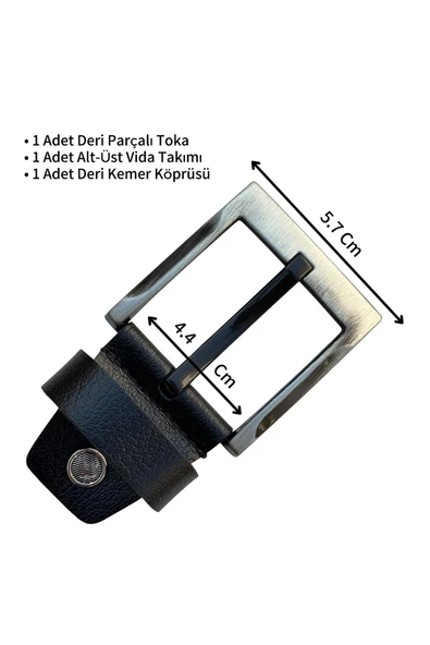 Siyah 4.5 cm. Yedek Kemer Tokası Hakiki Deri Vidalı ürün görseli