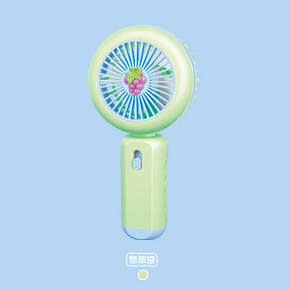 Ledli Mini Fan Şarj Edilebilir El Fanı Vantilatör - Yeşil (üzüm)