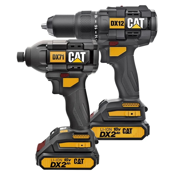 CAT DX12K 18Volt/2.0Ah Li-ion Çift Akülü Kömürsüz Profesyonel Darbeli Matkap+DX71 Kömürsüz Darbeli Tornavida Kombo Set - 7