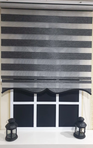 Zebra Stor Perde Organze Siyah Kırçıl Etek Dilimli STB904  Siyah 90 x 200 - Resim 2