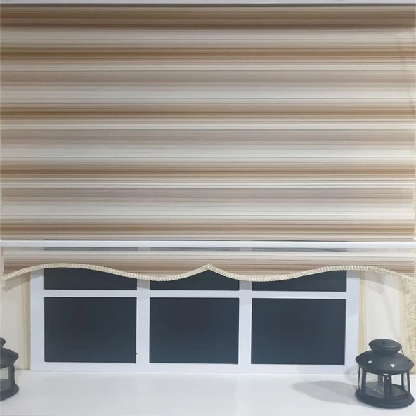 StorBurada Zebra Stor Plise Renk Geçişli Açık Kahve Etek Dilimli STB 483  Kahverengi 190 x 260 - Resim 4