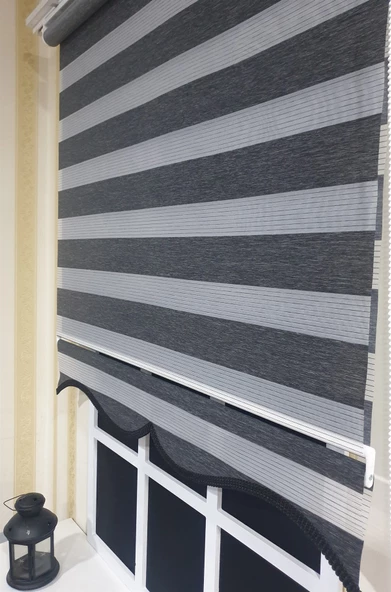 Zebra Stor Perde Organze Siyah Kırçıl Etek Dilimli STB904  Siyah 200 x 260 - Resim 4