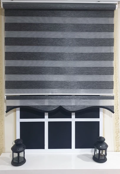 Zebra Stor Perde Organze Siyah Kırçıl Etek Dilimli STB904  Siyah 90 x 200 - Resim 3