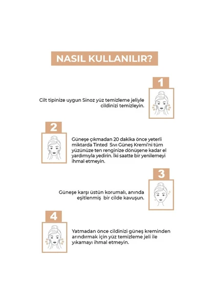 Sinoz Tinted Ton Eşitleyici Sıvı Yüz Güneş Kremi SPF50+ 50 MLSinoz Tinted Ton Eşitleyici Sıvı Yüz Güneş Kremi SPF50+ 50 ML - 5