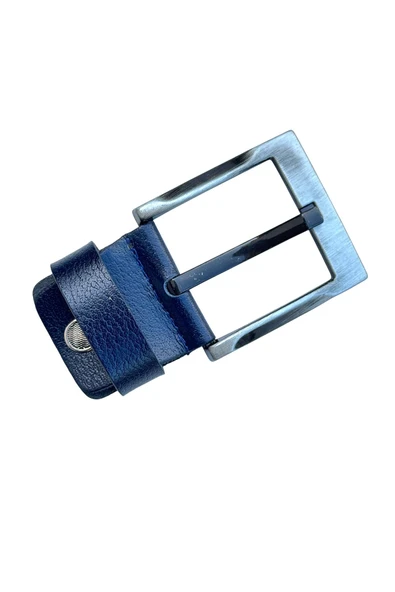 Lacivert 4.5 cm. Yedek Kemer Tokası Hakiki Deri Vidalı - Resim 2