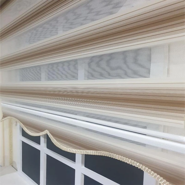 StorBurada Zebra Stor Plise Renk Geçişli Açık Kahve Etek Dilimli STB 483  Kahverengi 60 x 200 ürün görseli 1