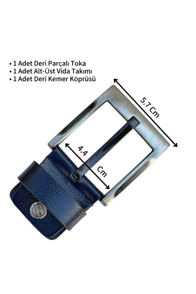 Lacivert 4.5 cm. Yedek Kemer Tokası Hakiki Deri Vidalı ürün görseli