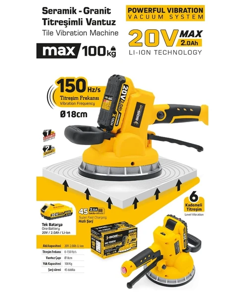 SGS 5415 AKÜLÜ SERAMİK-GRANİT TİTREŞİMLİ VANTUZ 20V 1*2.0 Ah - 4