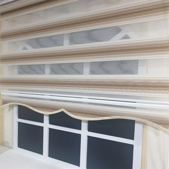 StorBurada Zebra Stor Plise Renk Geçişli Açık Kahve Etek Dilimli STB 483  Kahverengi 40 x 200 - Resim 2