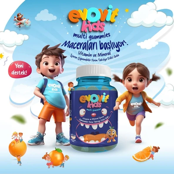 Evovit Kids Multi Gummies 60 Çiğnenebilir Jel Form - 3