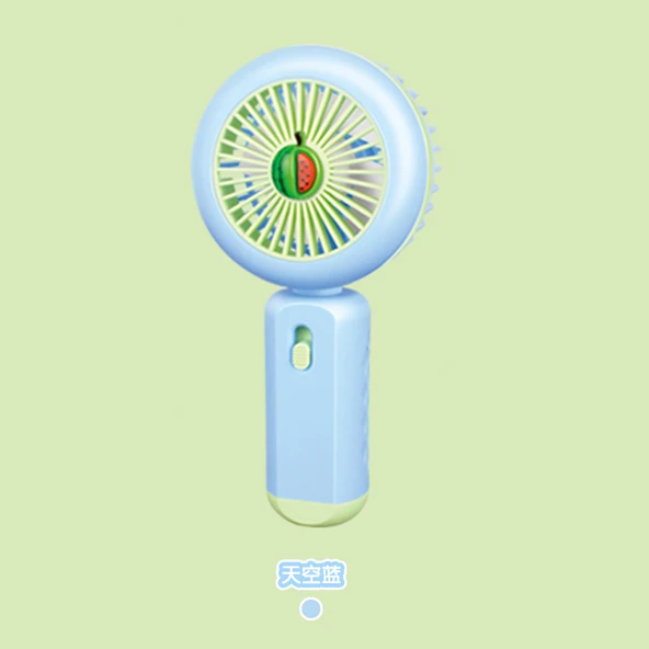Ledli Mini Fan Şarj Edilebilir El Fanı Vantilatör - Mavi (karpuz)