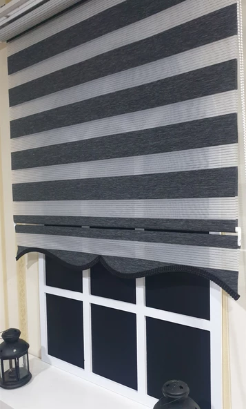 Zebra Stor Perde Organze Siyah Kırçıl Etek Dilimli STB904  Siyah 160 x 200