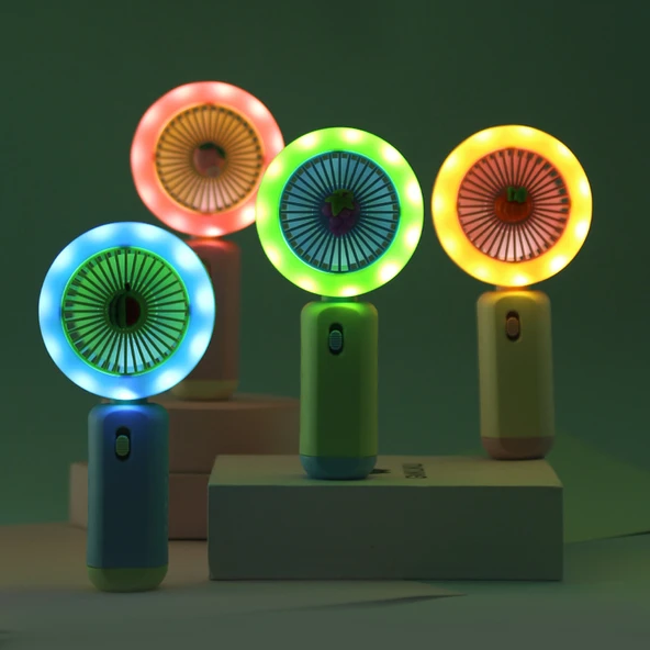 Ledli Mini Fan Şarj Edilebilir El Fanı Vantilatör - Yeşil (üzüm) - 2